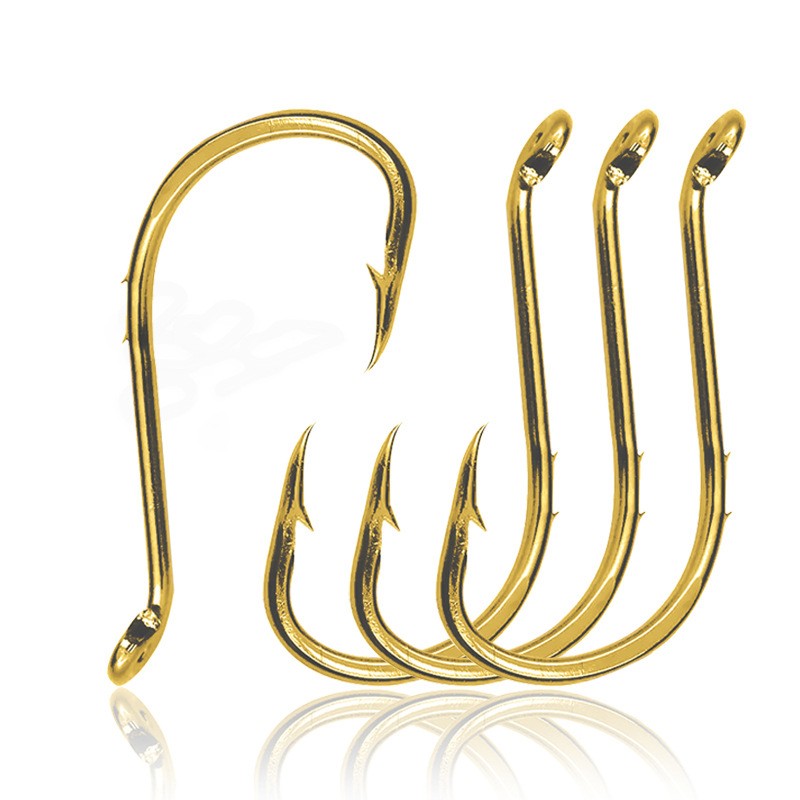 100pcs Gold Carbon Steel Octopus Fishing Lure Bait Hooks Sharpened Size 1#-3/0#