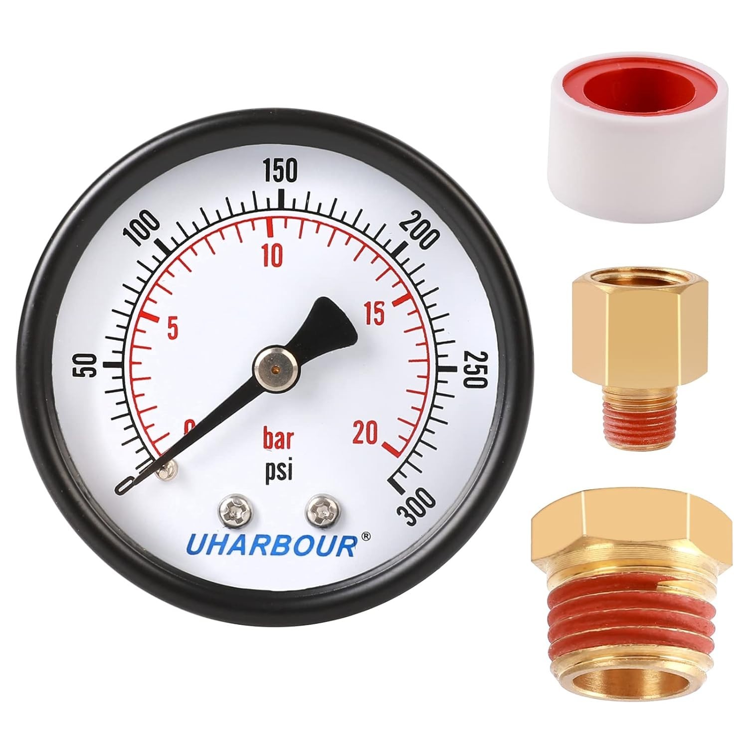 Reliable Dual Scale Mechanical Pressure Gauge for Gas and Water (30psi/2bar) ...