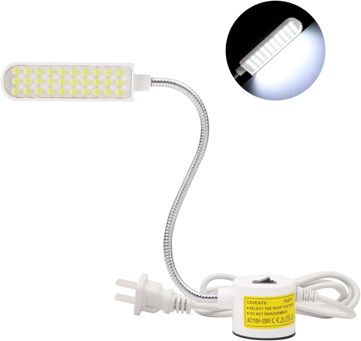 30Leds Sewing Machine Light, LED Portable Work Light, Flexible Gooseneck Lampe w