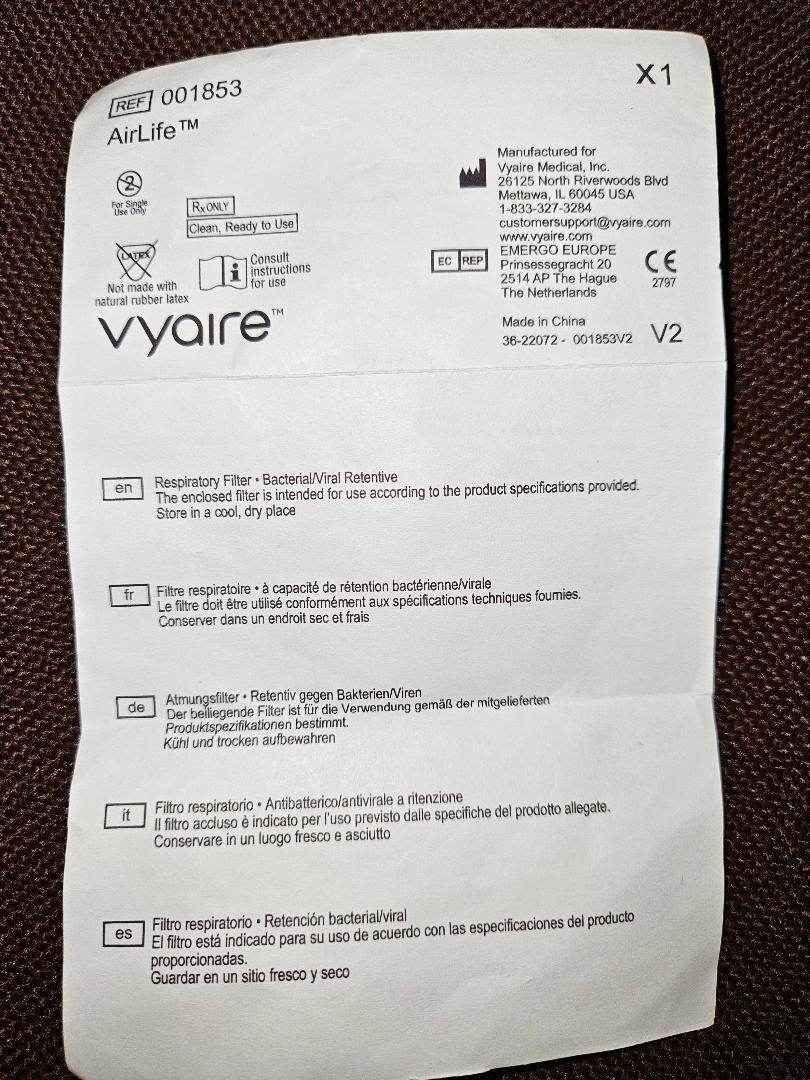 Vyaire AirLife Breathing Filter 001853