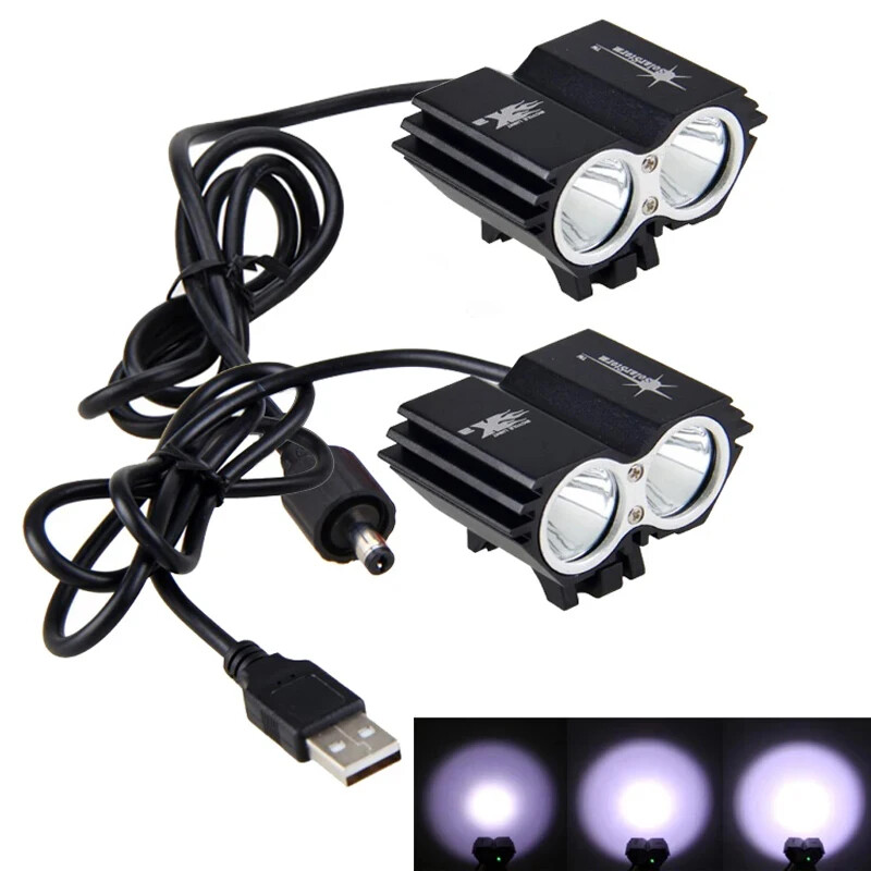 Waterproof USB Bike Light Front Bicycle Headlight Dual Lamps  Cycling No Battery