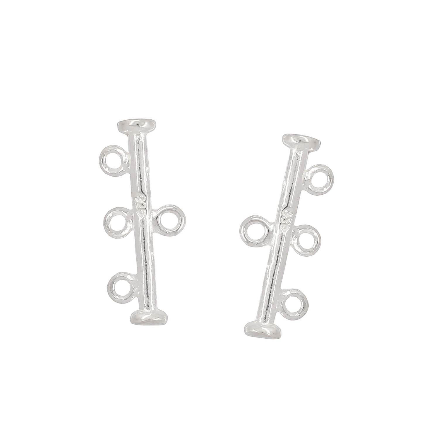 2PC Sterling Silver 3-strand Reducer Connector #99715
