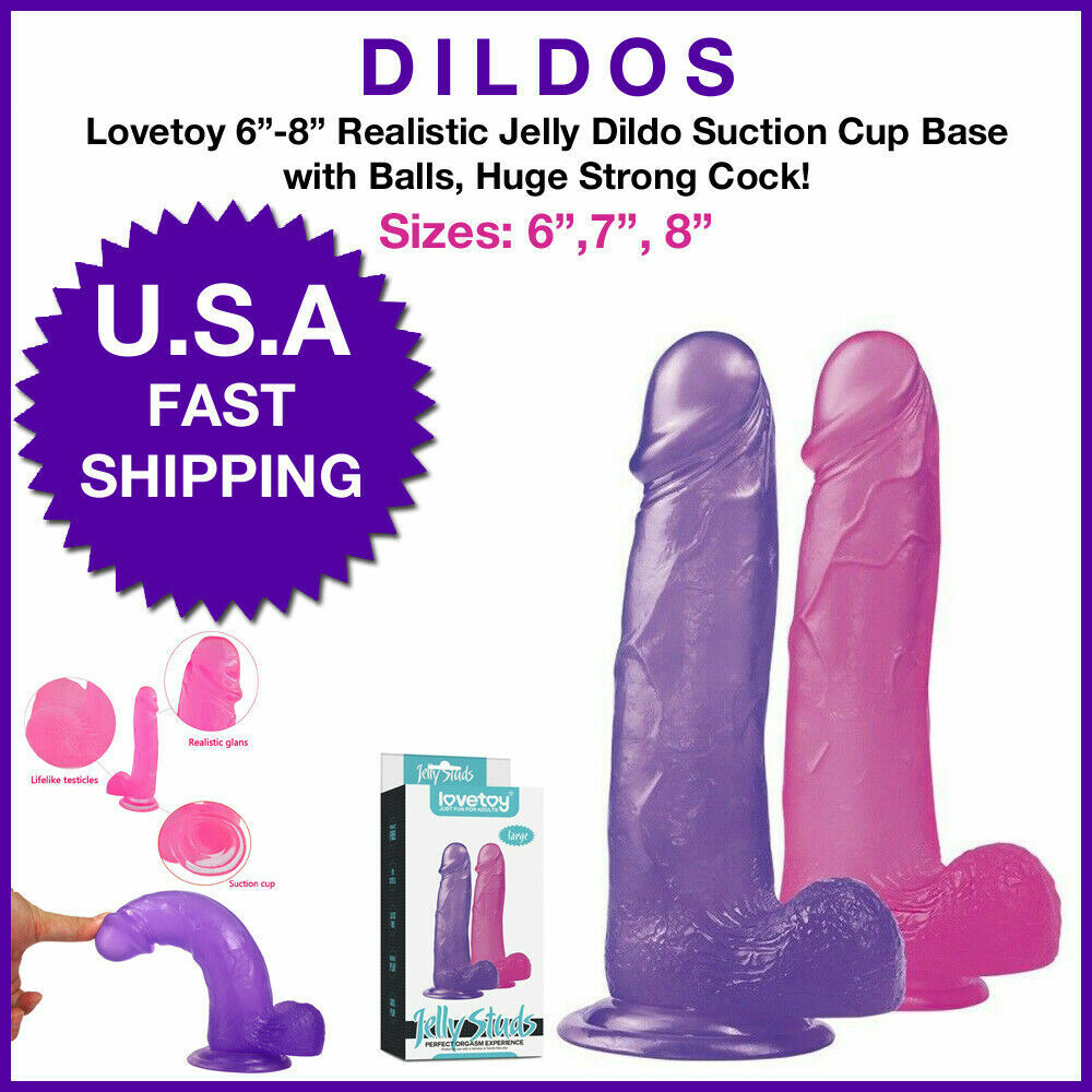 Realistic Dildo Masturbator Penis in Pink or Purple w/ Suction Cup in 6, 7 or 8"
