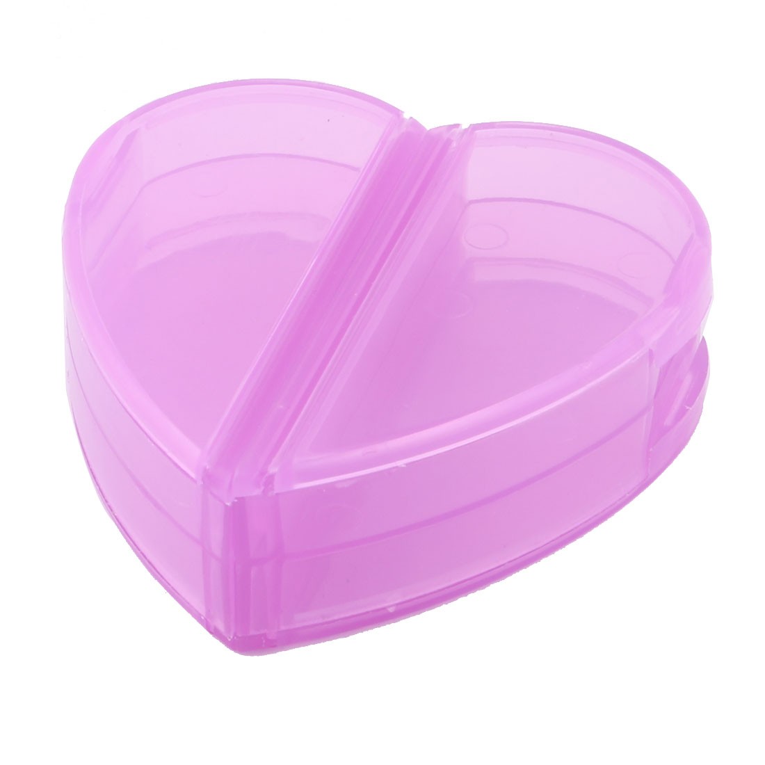 Family Plastic Heart Shape 4 Pills Storage Box Case Purple