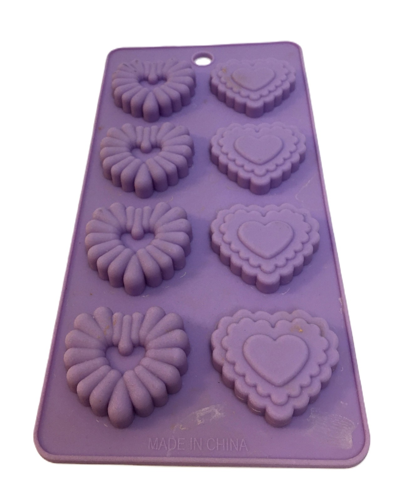 2 Piece Silicone Mold Ice Cube Tray Candy Mold Shells Hearts NWT
