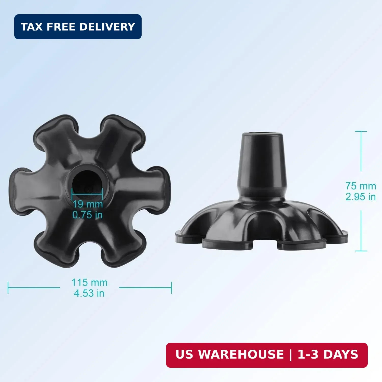 supregear Cane Tip (2-Pack) - 3/4" Self Standing Base Replacement for Offset Qua