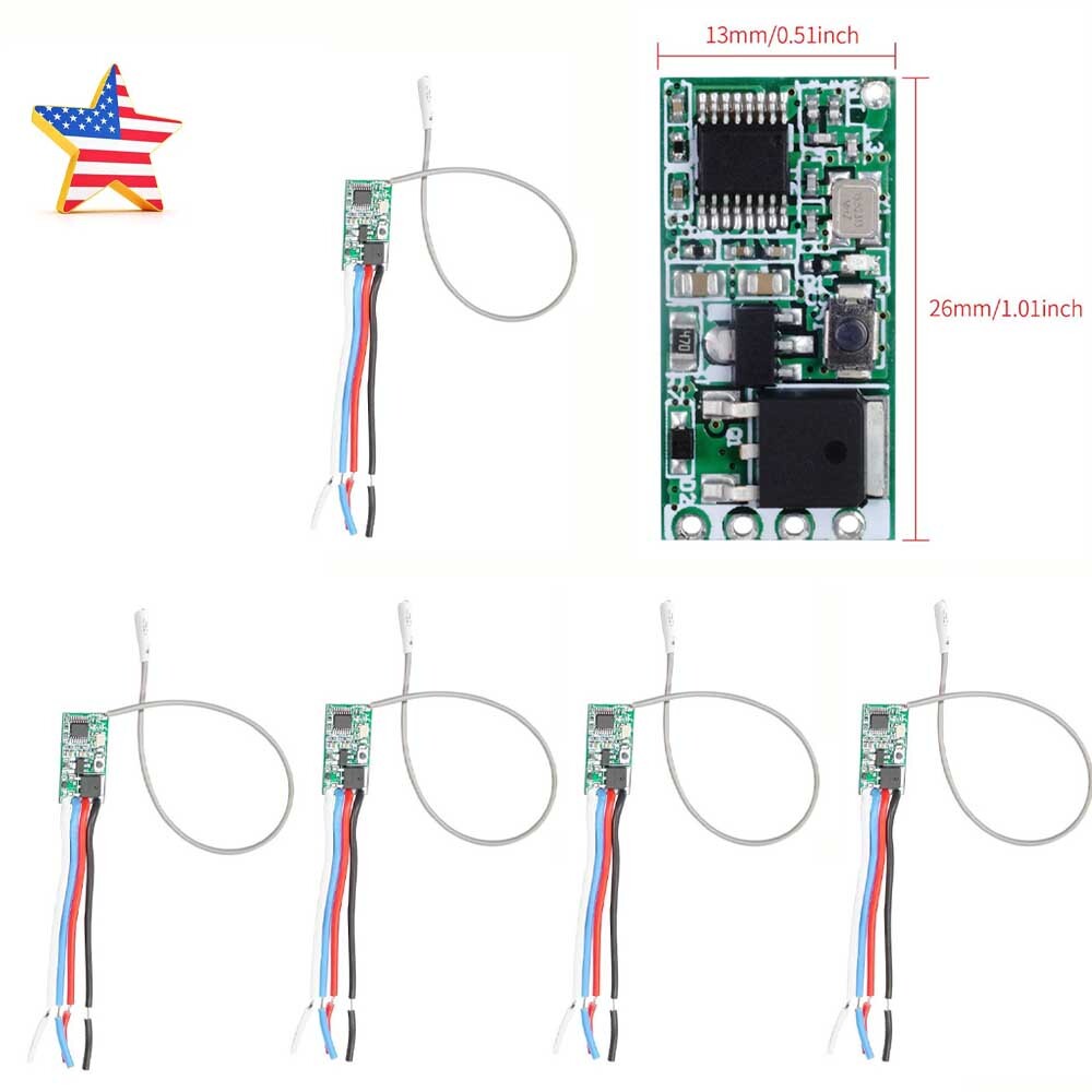 5*DC3.6V-24V 433Mhz 1CH Relay Wireless RF Remote Control Switch Receiver Module
