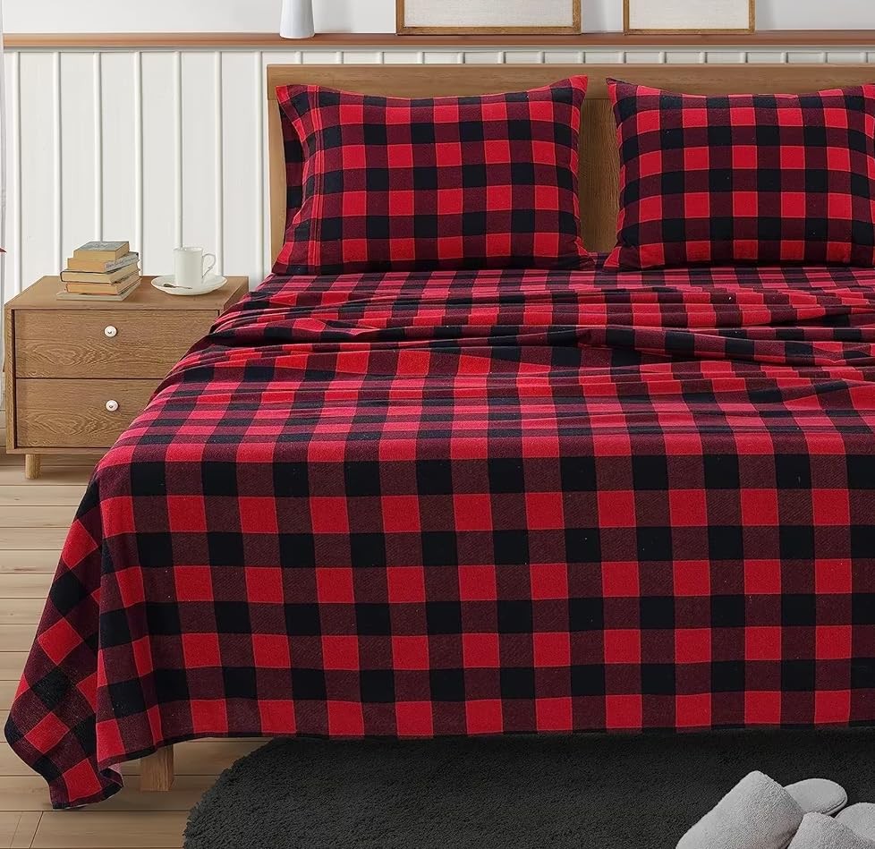 100% Cotton Queen Flannel Sheets Set - Brushed for Extra Softness - Lightweig...