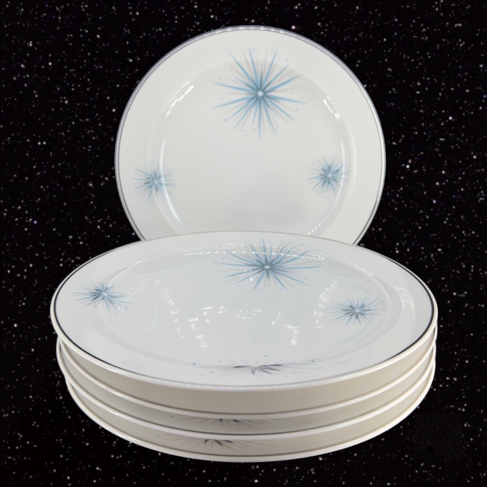 Vintage Easterling Plate Dish Set 5 Star Porcelain Ceramic Mid Century 8.25"W