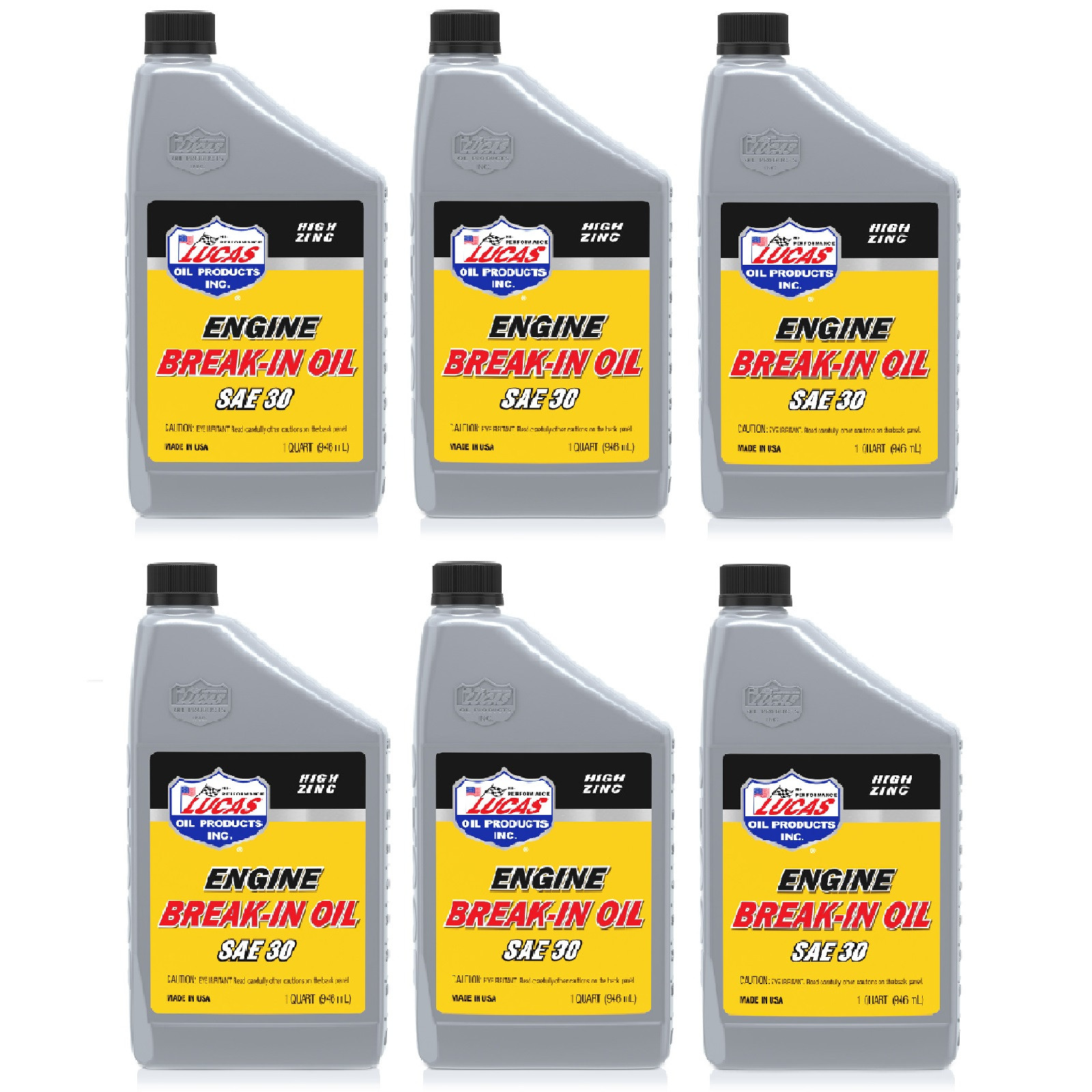 Lucas Oil Set of 6 High Zinc SAE 30 Engine Break-In Racing Oil 1 Quart Bottles