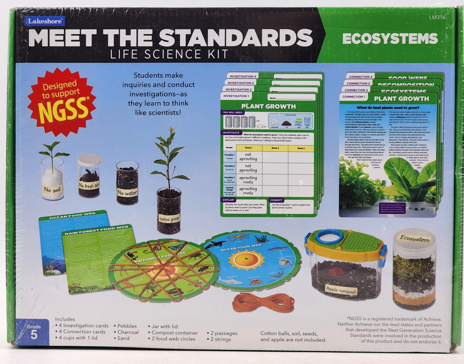 Lakeshore Meet The Standards, ECOSYSTEMS, 5th Grade Life Science Kit, SEALED NIB