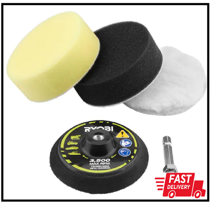 RYOBI Buffing & Polishing Drill Attachment Set For Boats,Metal And Wood 4-Piece