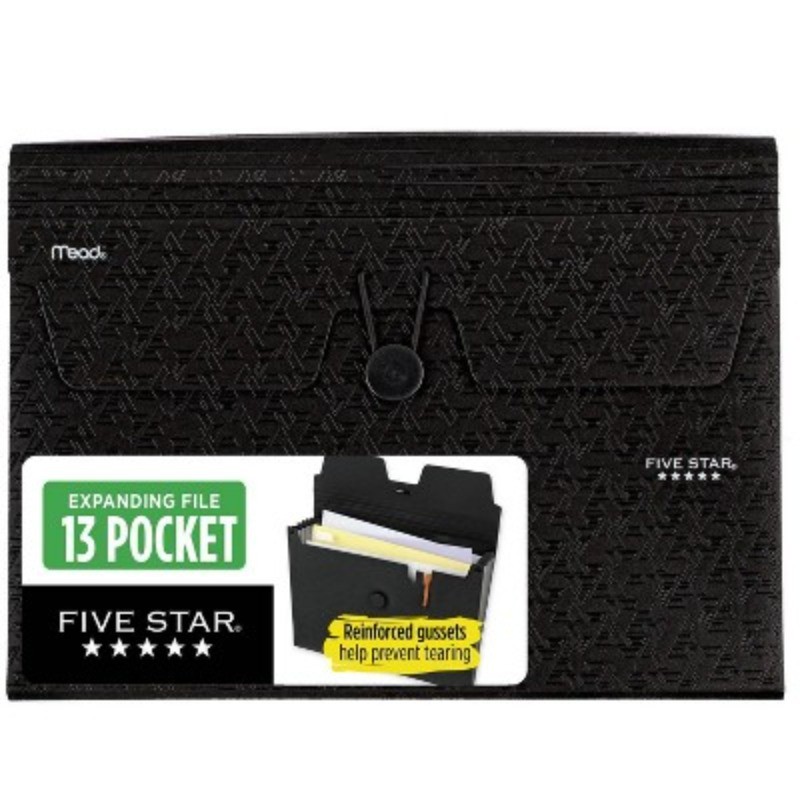 13 Pocket Expanding File Black