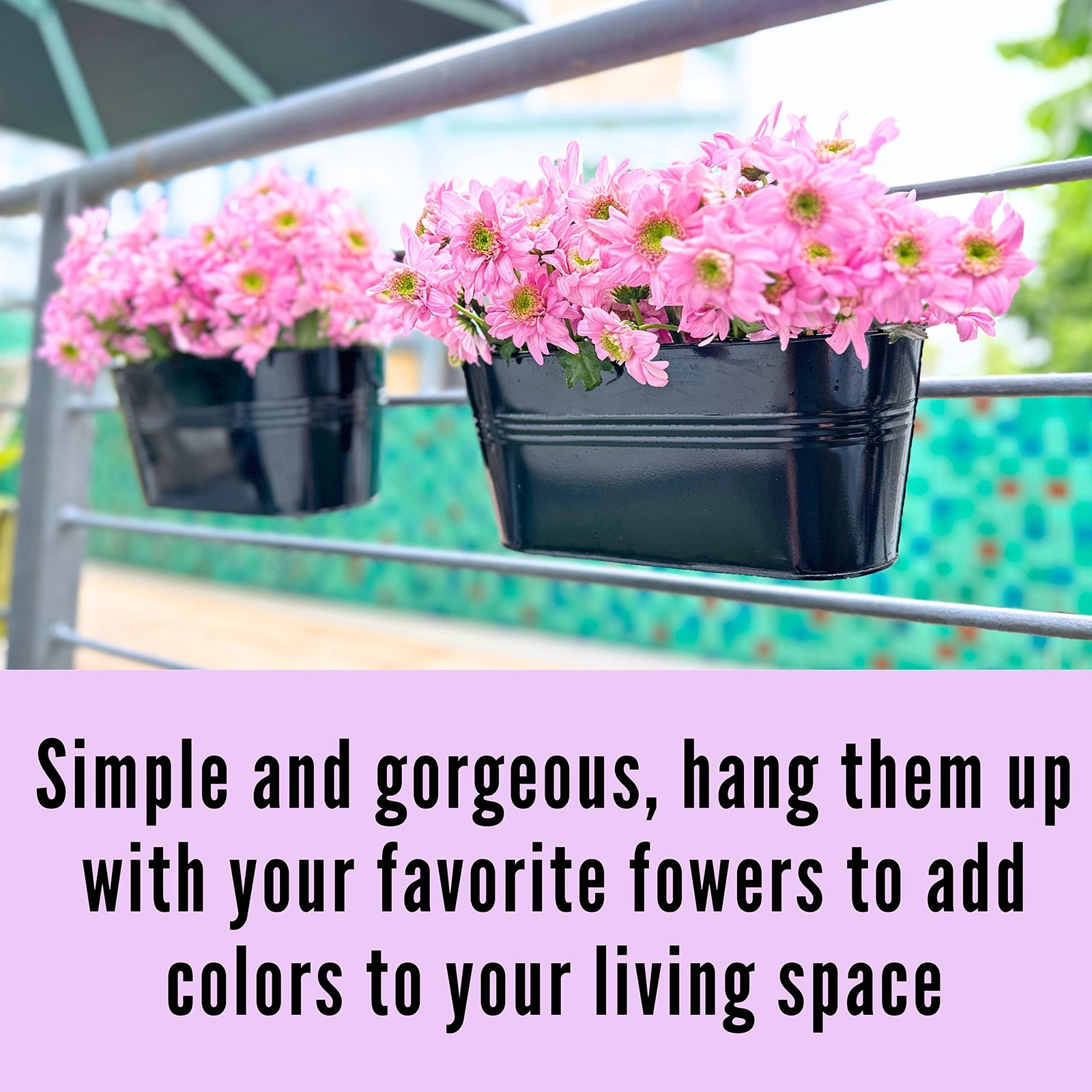 LaLaGreen Rail Planter Outdoor Plants (2 Pack, 9.8 Inch) Small and Cute Metal...