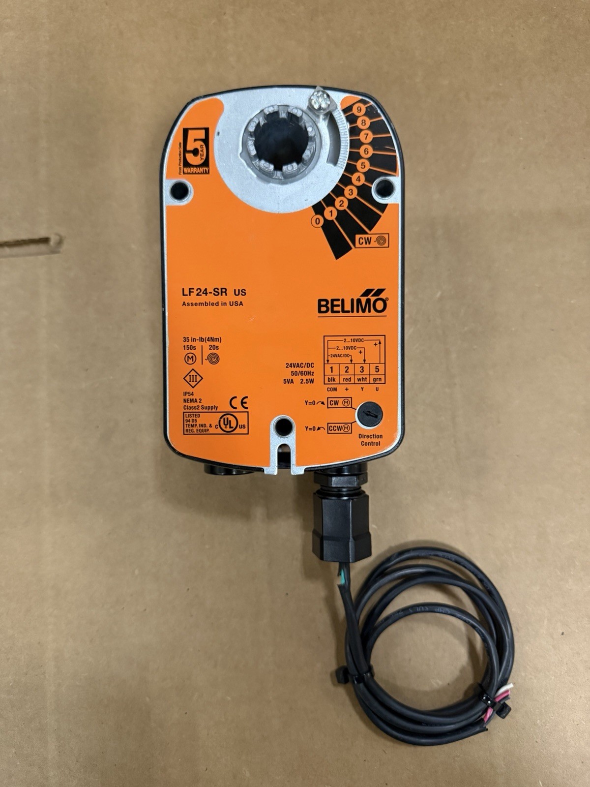 BELIMO LF24-SR US Spring Return Damper Actuator A/DC 24V 50/60Hz 5.0VA 2.5W