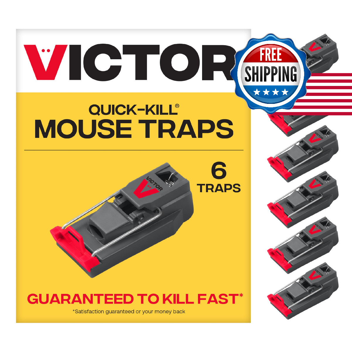 Victor M123Ssr Quick-Kill Easy Set Mouse Trap 6 Reusable Victor Mouse Traps