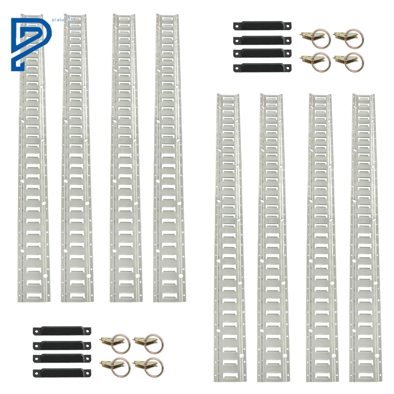 24PCS E Track Rail Tie-Down Kit Etrack Kit 5' Rails End Caps & O Ring Anchor