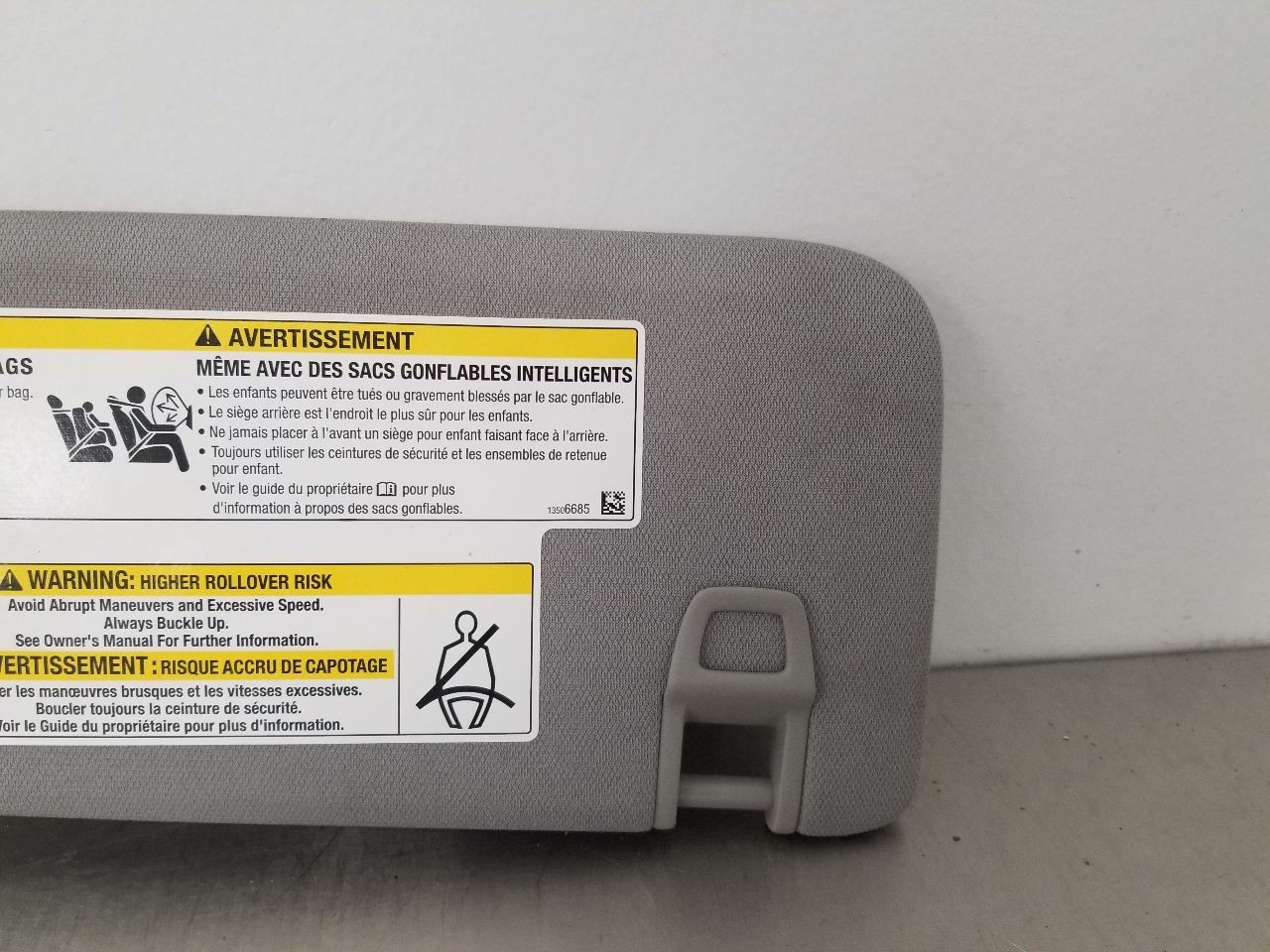 24 GMC TERRAIN SLE SUN VISOR GRAY LEFT DRIVER