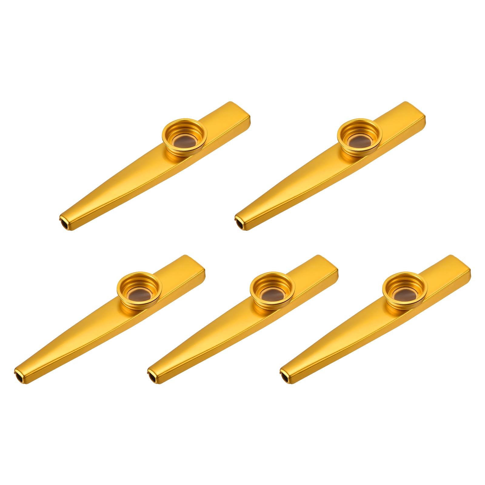 Kazoo Musical Instrument Aluminum Alloy Gold with Flute Diaphragm 5Pack