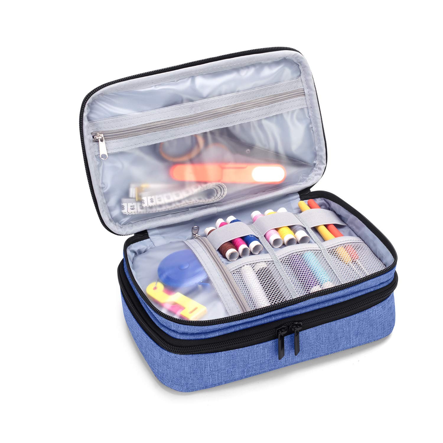Luxja Sewing Accessories Organizer, Double-Layer Small, Dark Blue