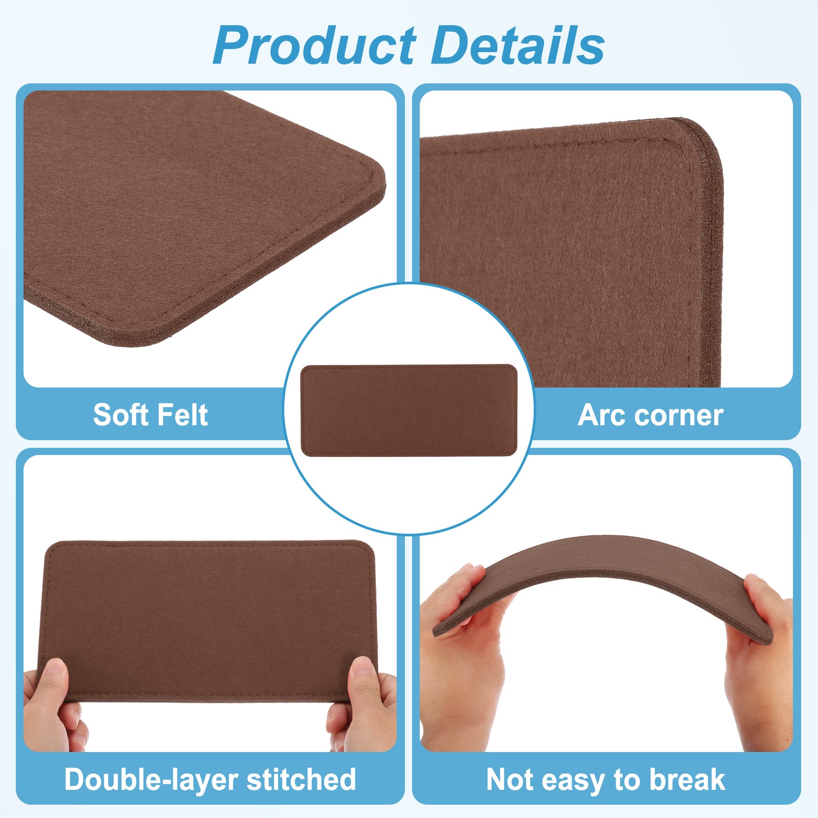 12''×5'' Felt Bag Base Shaper, 2pcs Bag Bottom Organizer Rectangle, Coffee
