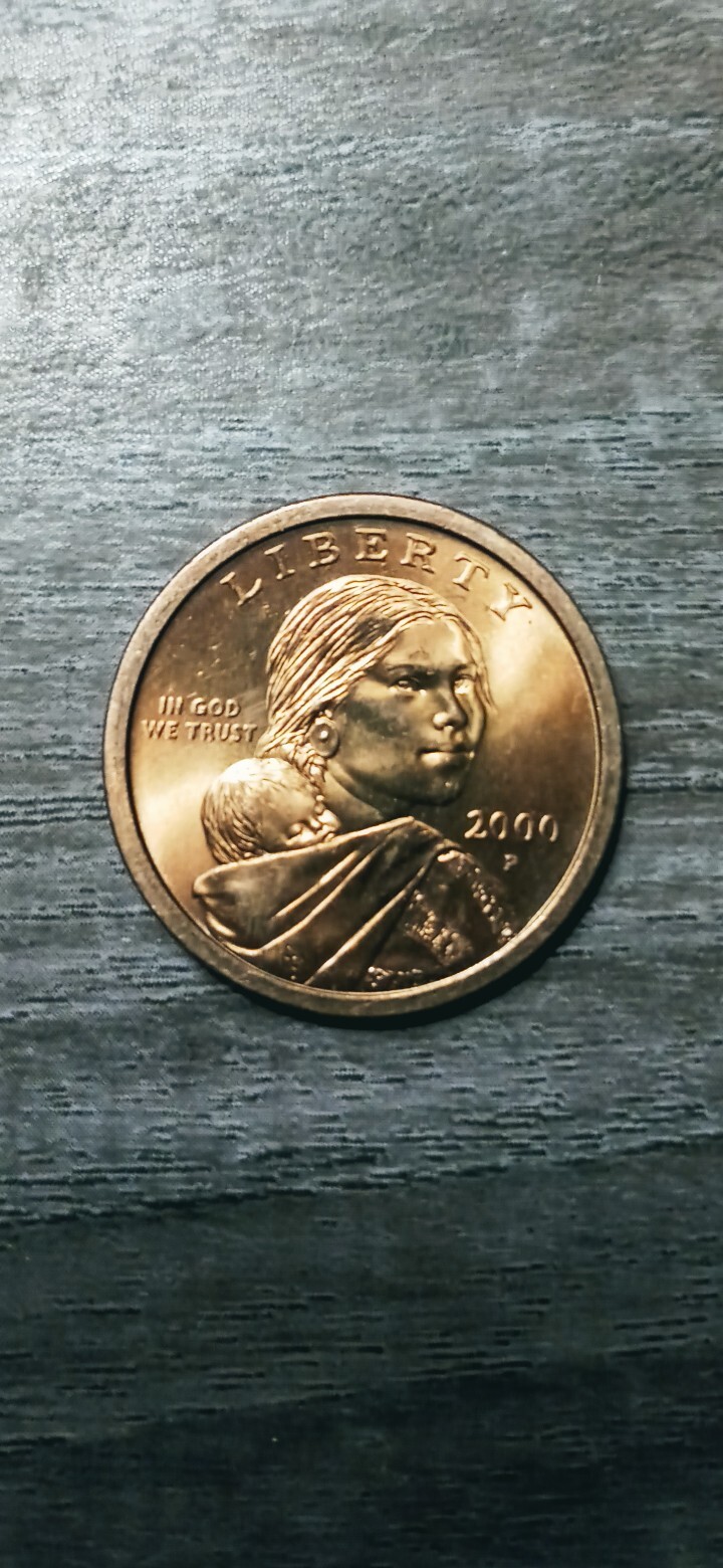 2000-P Sacagawea Dollar "Wounded Eagle" Error Coin. "Nice Toning Obverse"