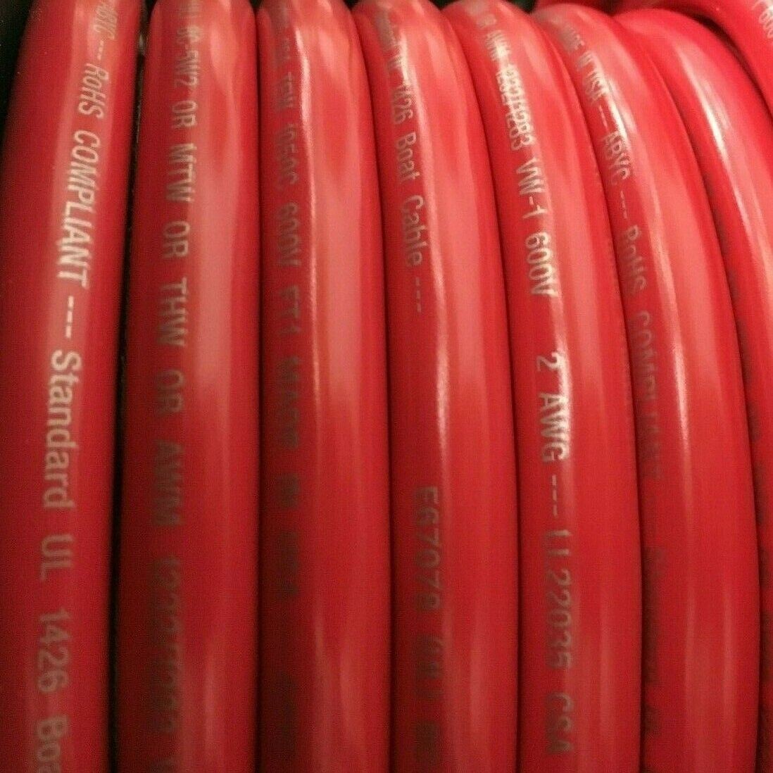 USA Battery Cable Marine Grade Tinned Copper 4, 2, 1/0--5, 10, 15, 50FT & 100 FT