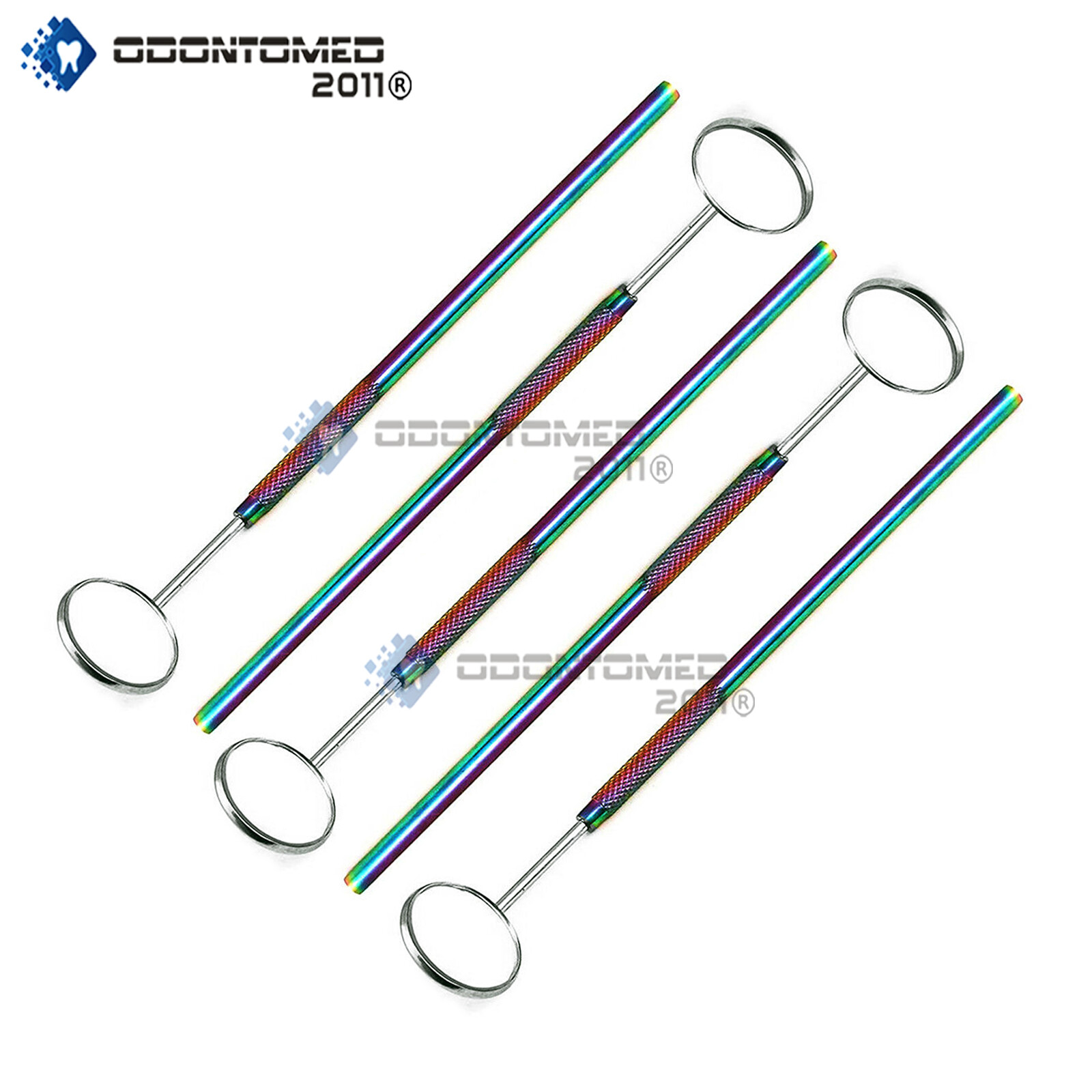 5 Dental Mouth Mirror Rainbow Handles Oral Examination Tooth Inspection Hygiene