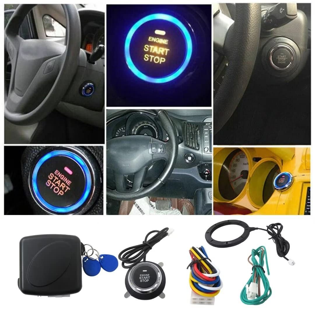 12V Cars Ignition Switch RFID Engine Start Push Button Keyless Entry Starter Kit