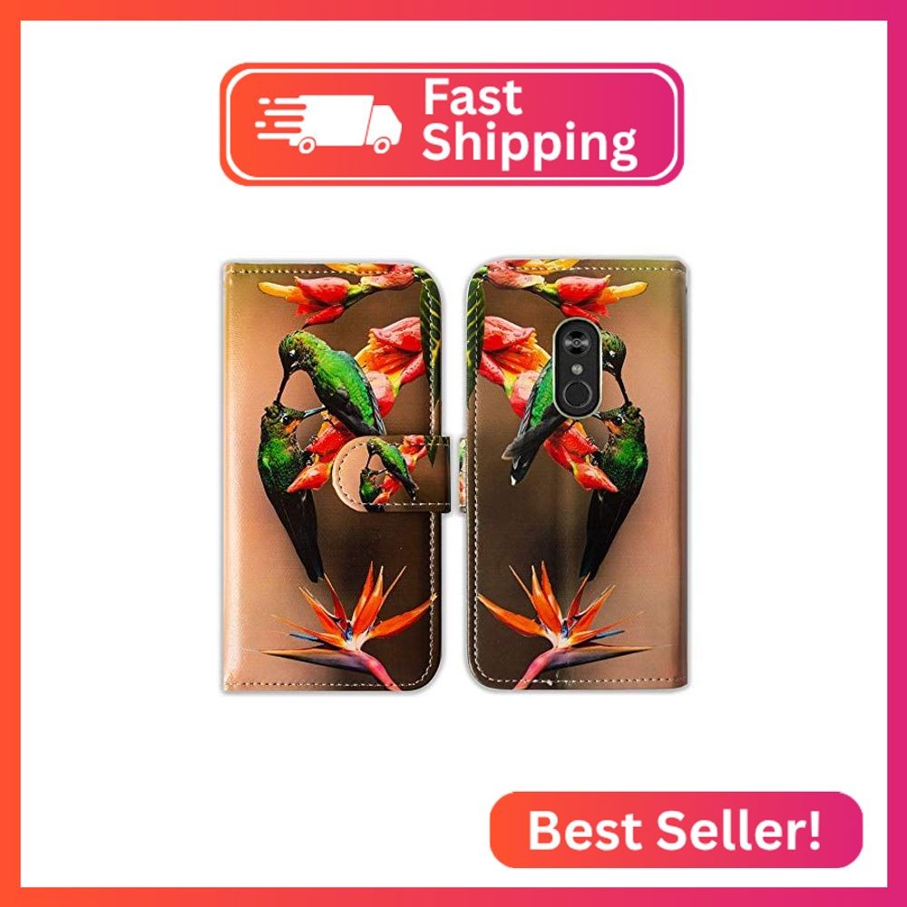 Bcov Case for LG Stylo 4/LG Stylo 4 Plus, Green Hummingbird Bird Leather Flip Wa