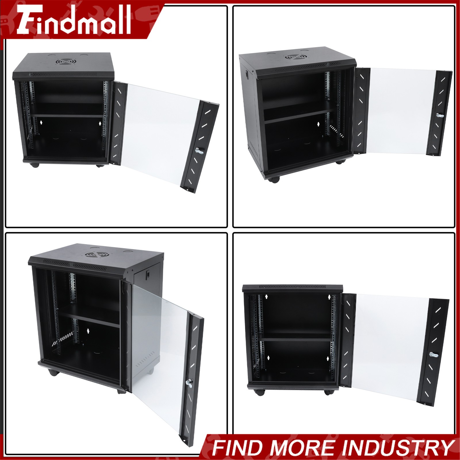 Findmall Wall Mount Network Server Rack Cabinet Enclosure 12U 15.5'' Deep