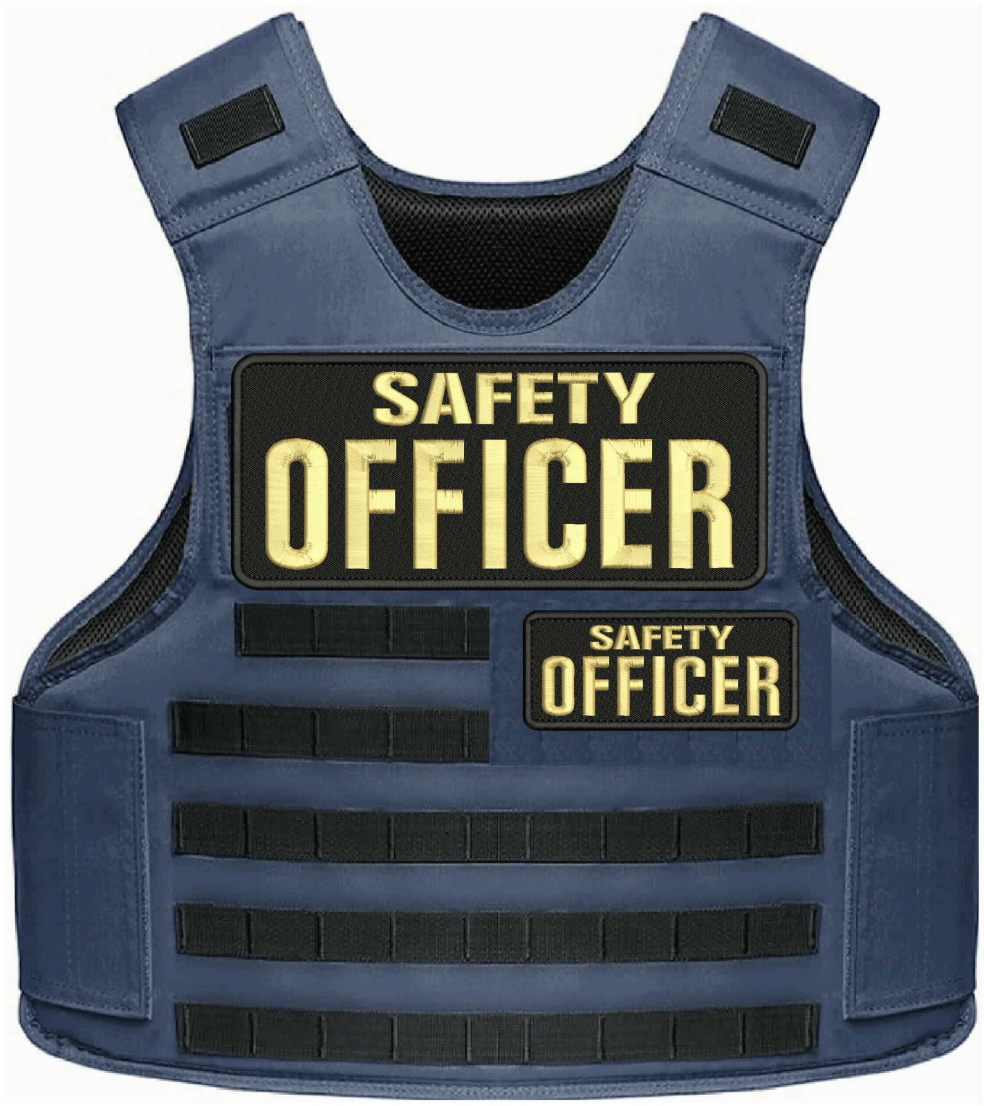 Safety Officer 2 Embroidery Patches 10x4 And 5x2 Hook On Back Tan On Black