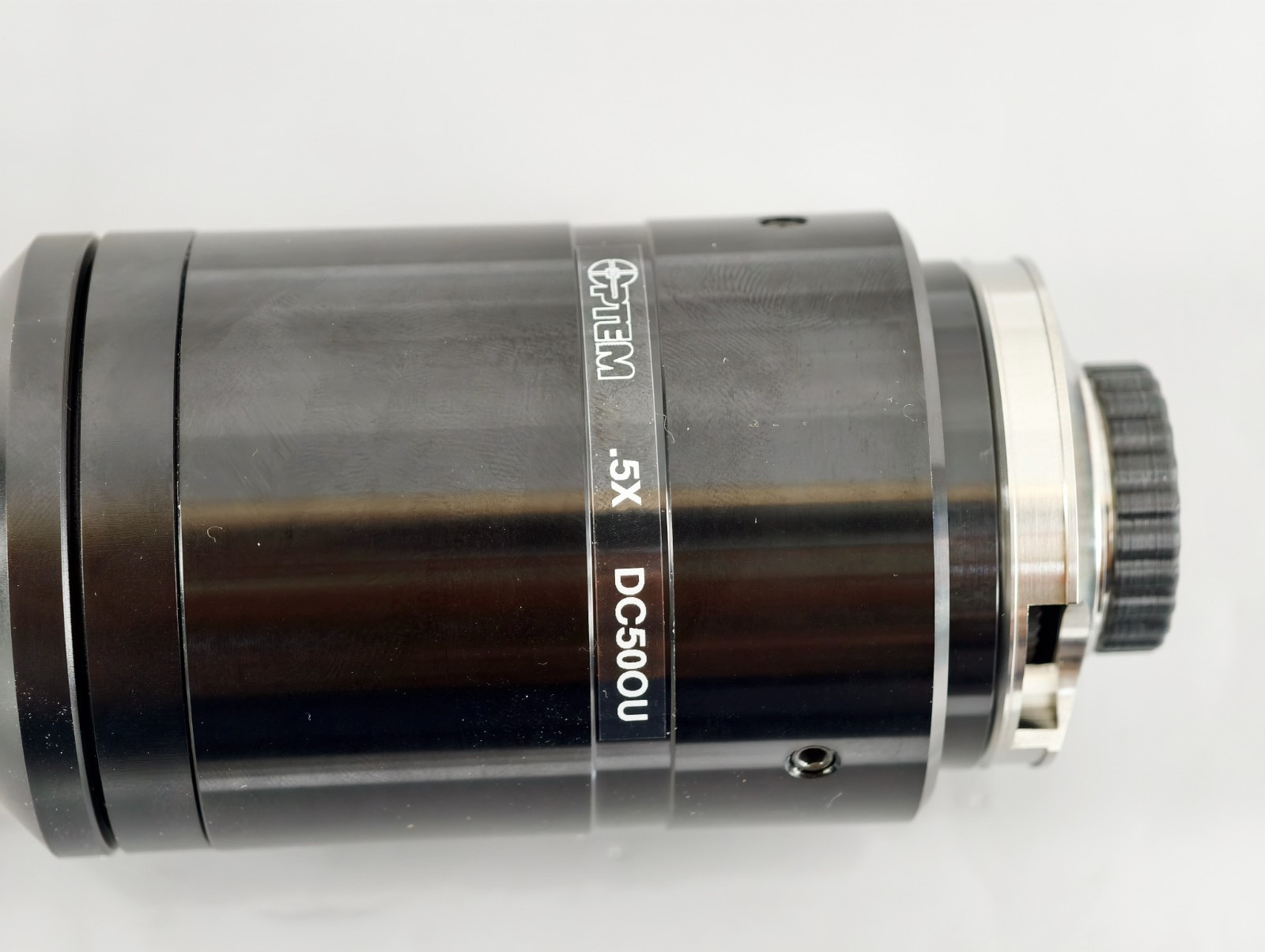 Olympus Microscope U-TRUS with Riser and Optem 0.5x C Mount Camera Adapter