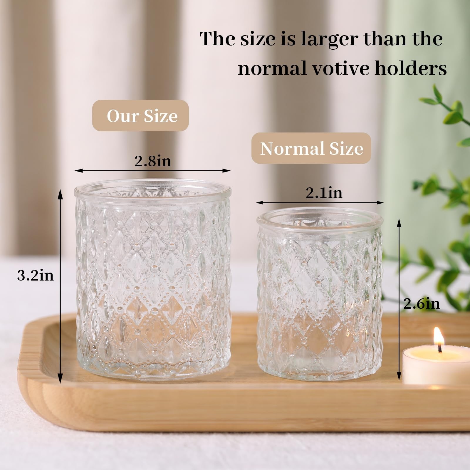 12Pcs Large Votive Candle Holders 2.8 * 3.2in Clear Tea Light Candle Holders ...