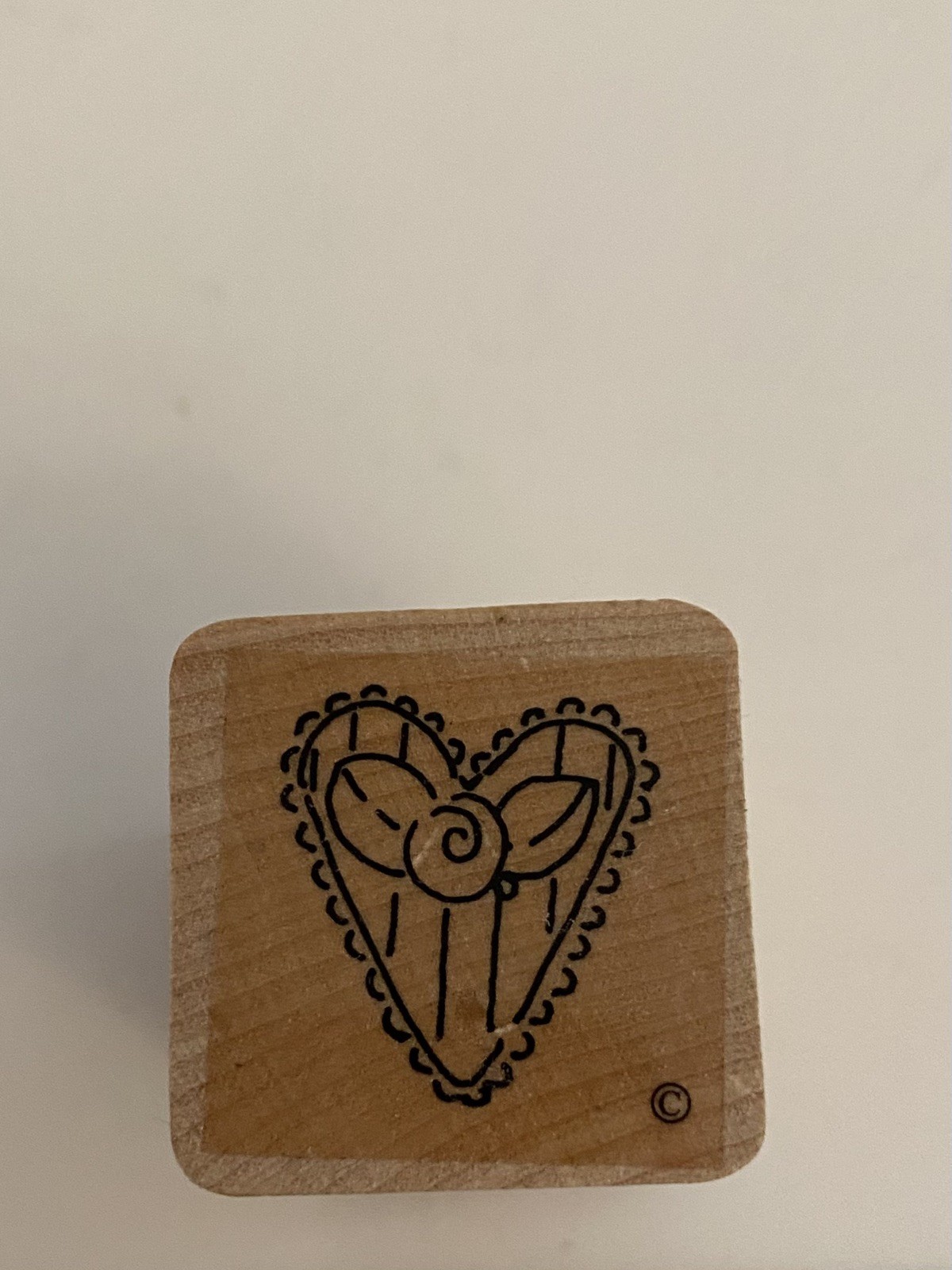 DOTS Heart With Bow Wood Mounted Rubber Stamp RS79