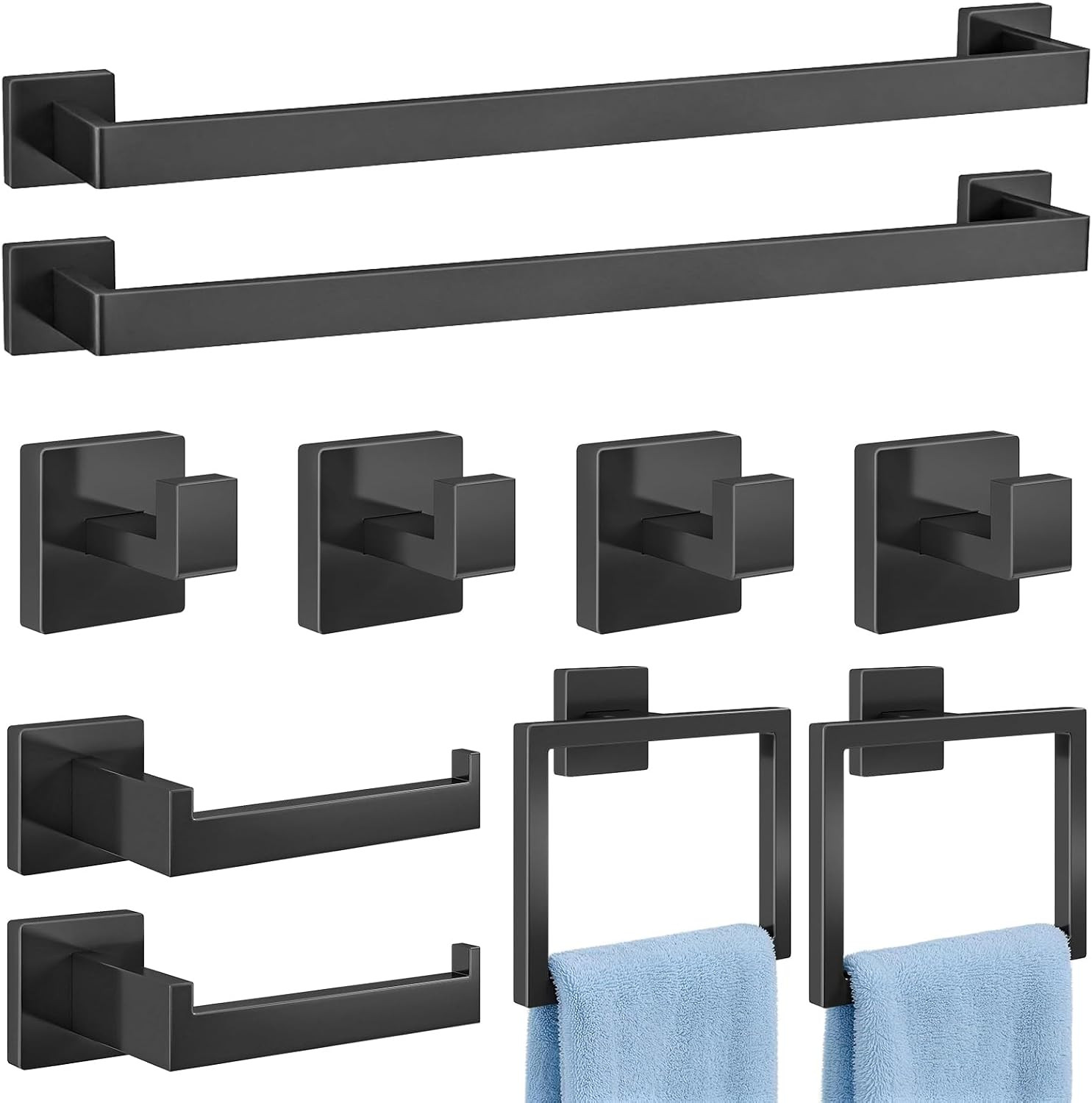 10-Piece Bathroom Accessories Set 24In Towel Racks for Bathroom Wall Mounted Sta