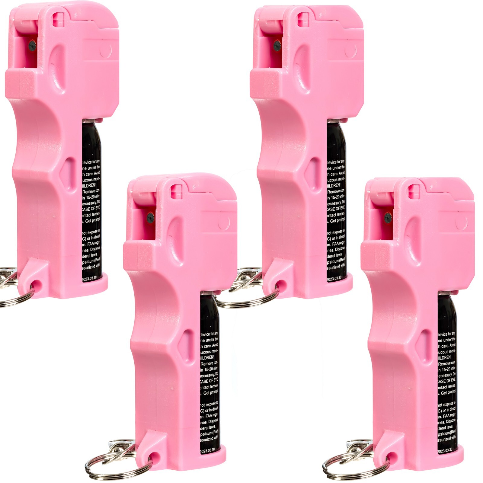 Burn Pepper Spray 1/2oz 4 Pack Police Strength Self Defense Keychain OC Pink