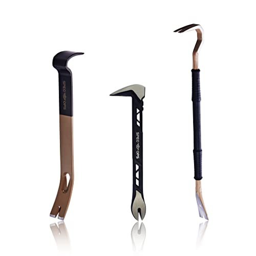 3-Piece Pry Bar Set - 10" Nail Puller, 15" Flat Bar, 30" Demolition Crowbar, Hea