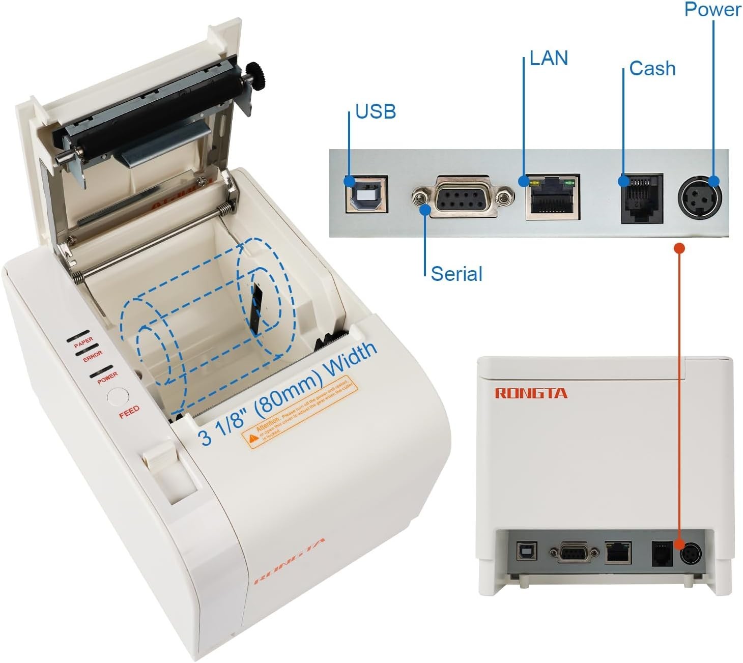 Thermal Receipt Printer, 80mm Receipt Printers, Thermal Pos Printer with Auto...