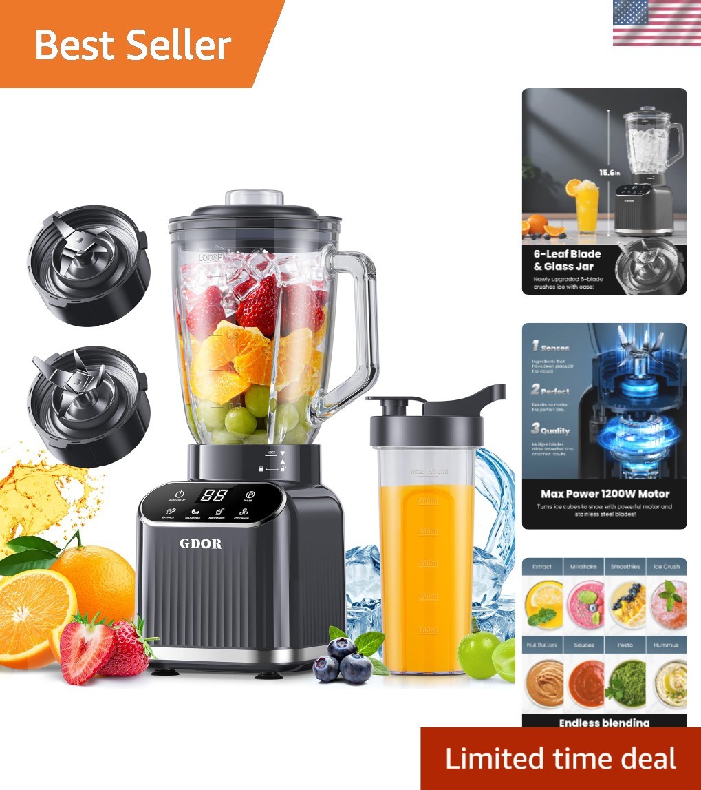 Versatile 5-Function Blender: 1200W Powerful Performance & Self-Cleaning Feature