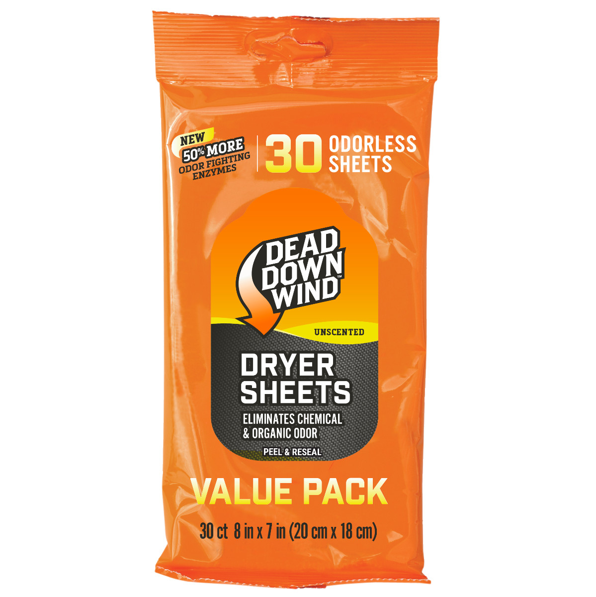 Dead Down Wind 113019 Dryer Sheets Odor Eliminator Odorless Scent Sheet 30 Per