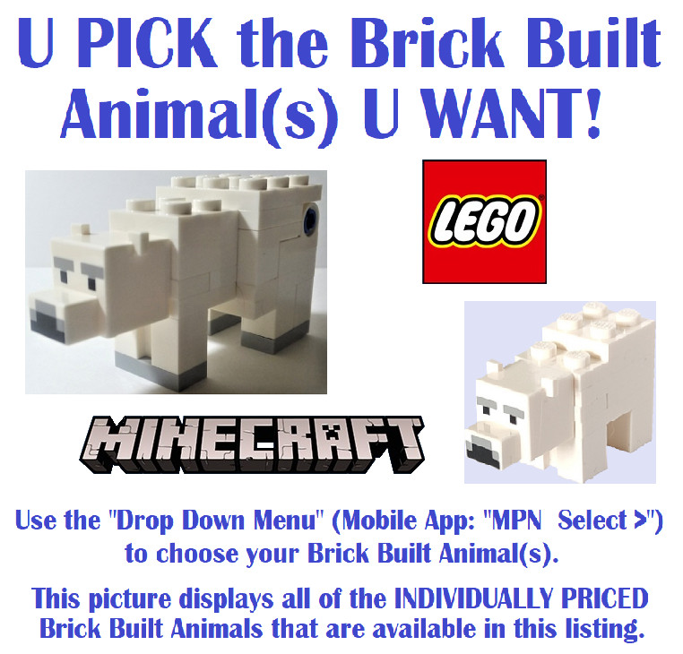 Genuine LEGO U PICK Brick Built ANIMALS Minecraft POLAR BEAR w/ Instructions NEW