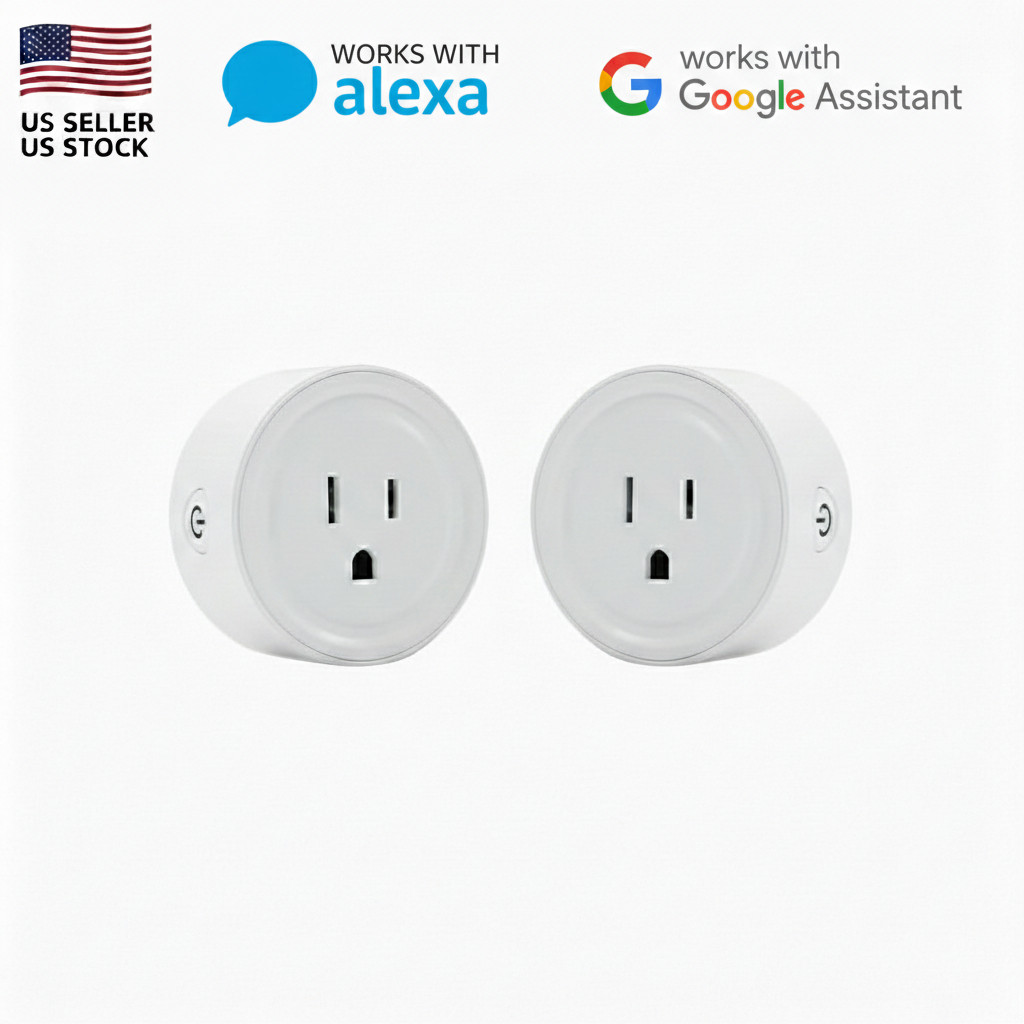 2-Pack Smart Plug WiFi Mini Outlet Works with Alexa & Google Home Timer White