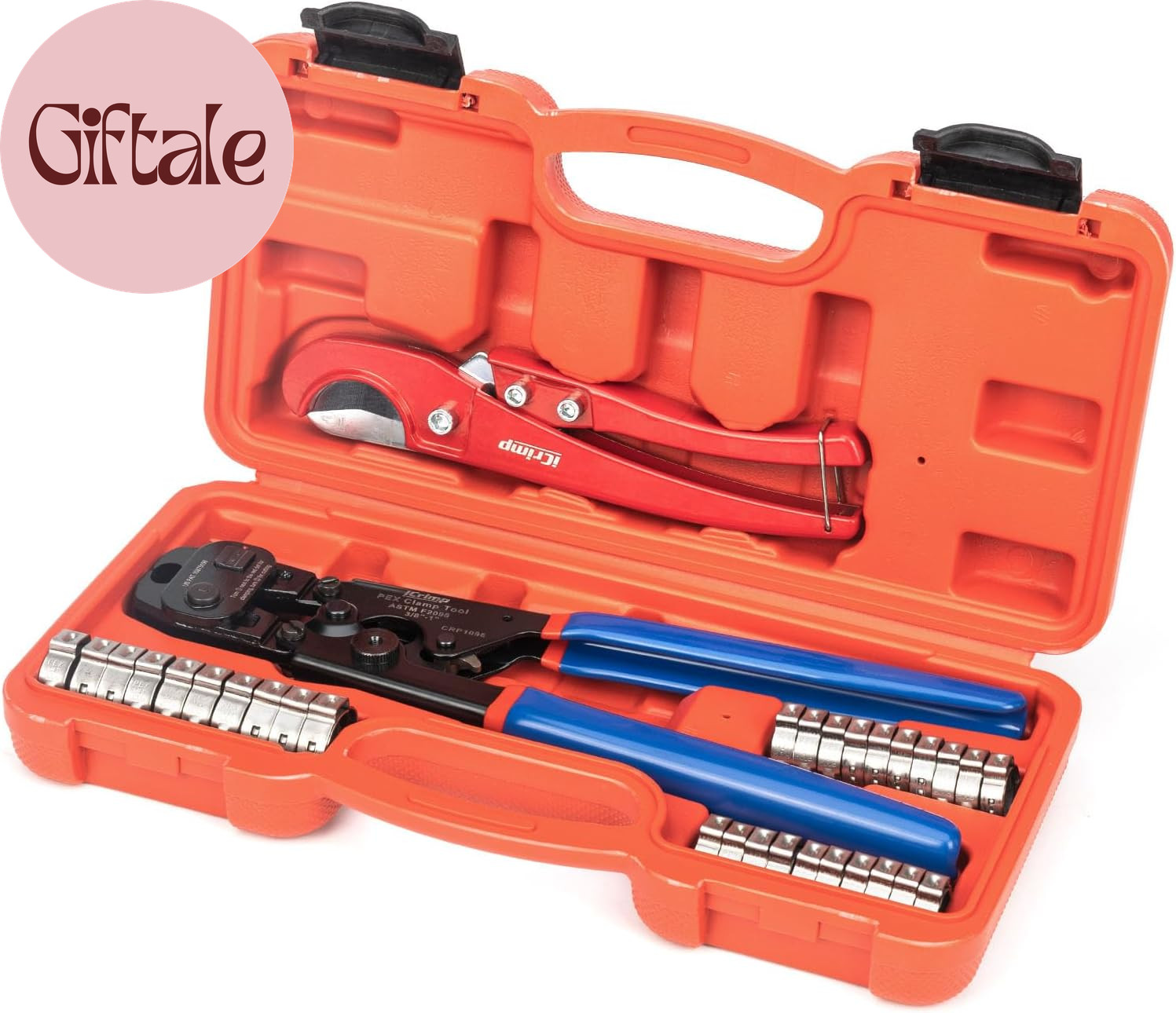 PEX Clamp Tool Kit for 3/8-In, 1/2-In, 3/4-In, 1-In PEX Clamp Cinch & Removal, C