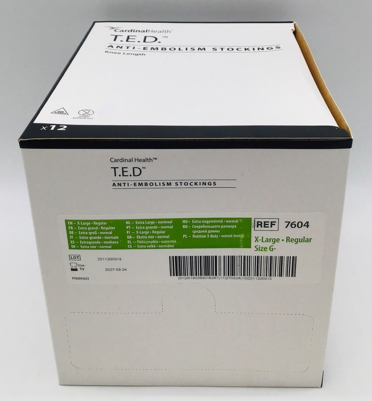 Cardinal Health 7604 T.E.D Anti-Embolism Stockings Knee Length Size G -Box of 12