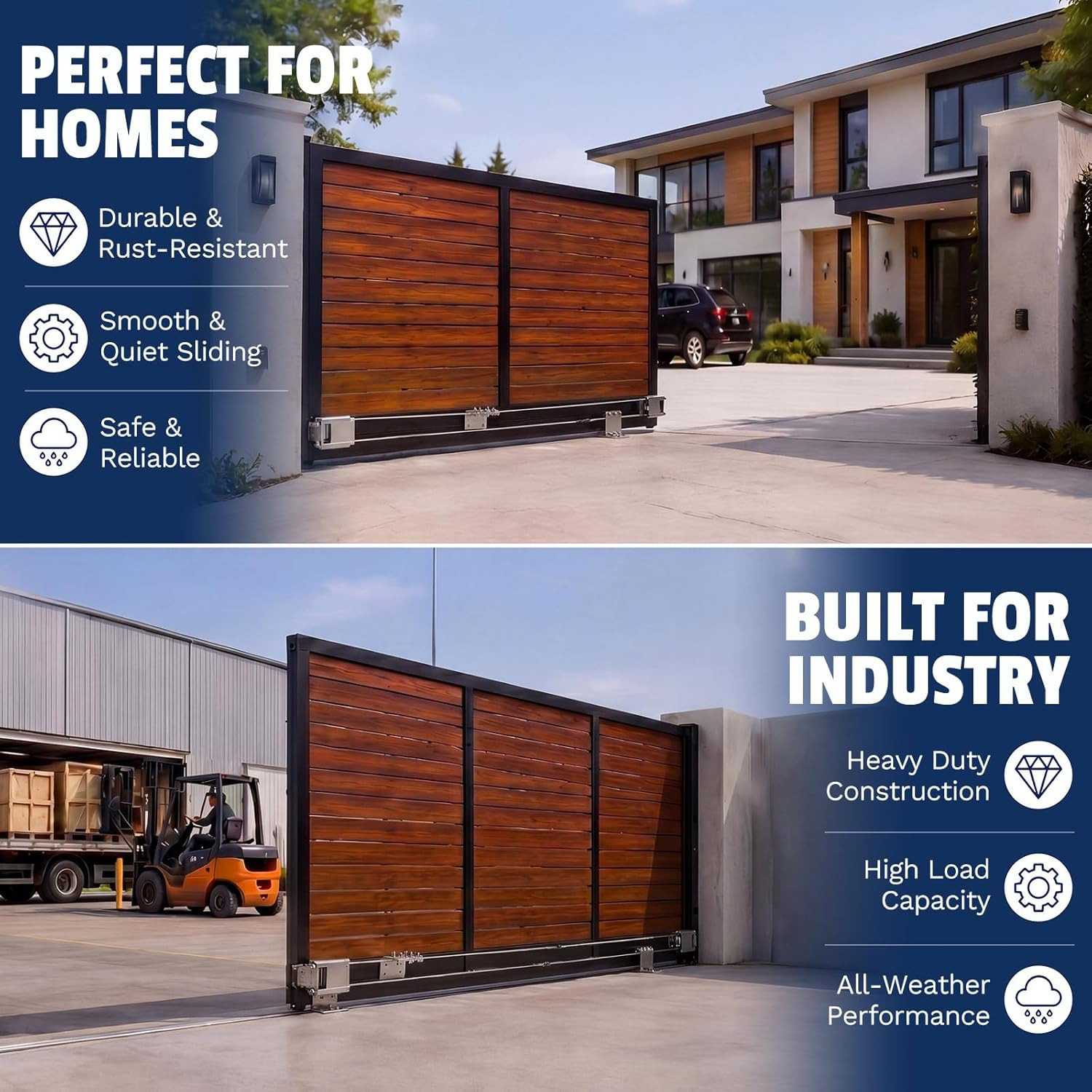Heavy Duty Telescoping Sliding Gate Hardware Kit Saving Driveway Gate System wit