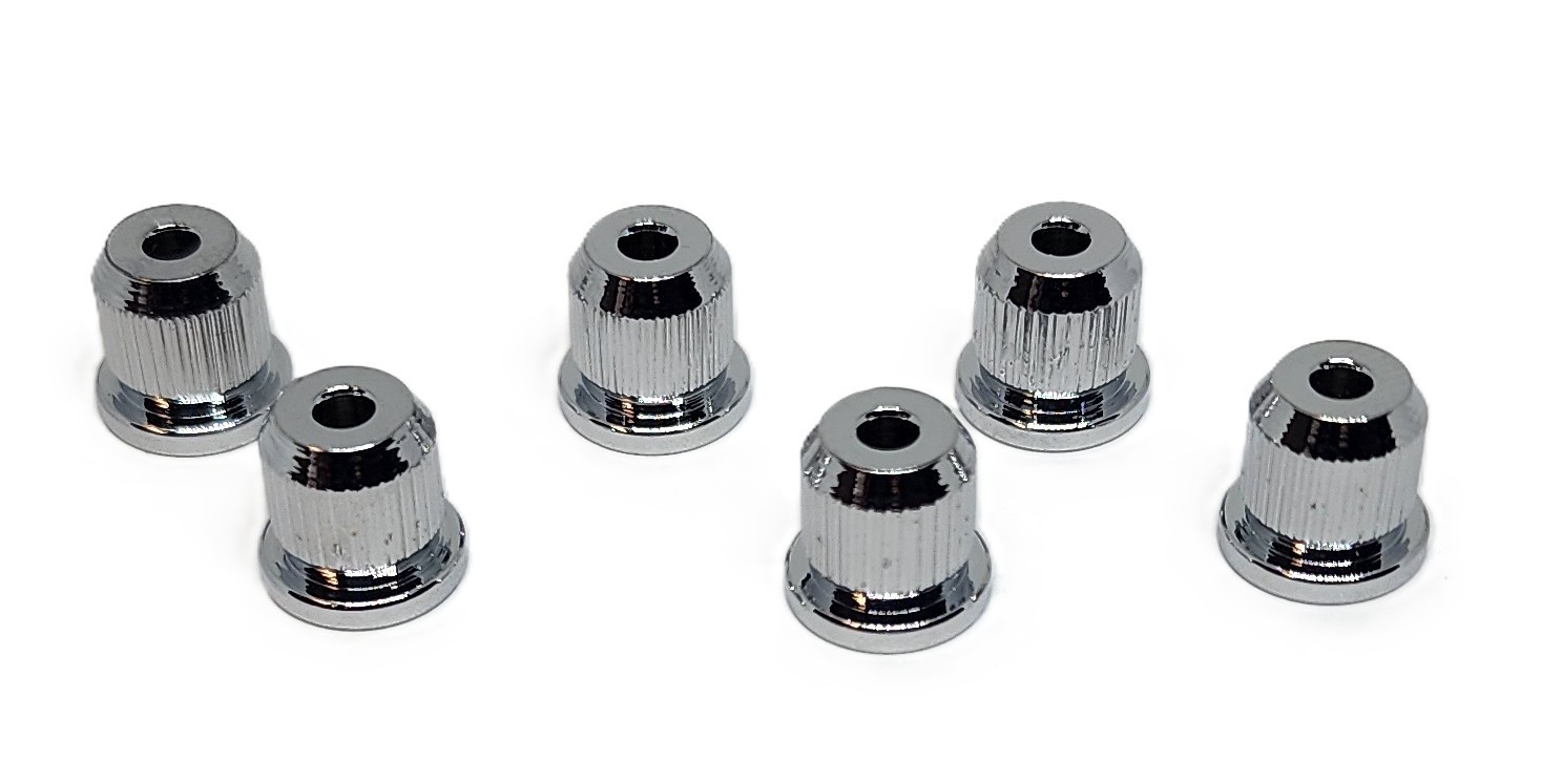 6 Large Chrome String Through Body Guitar Ferrules