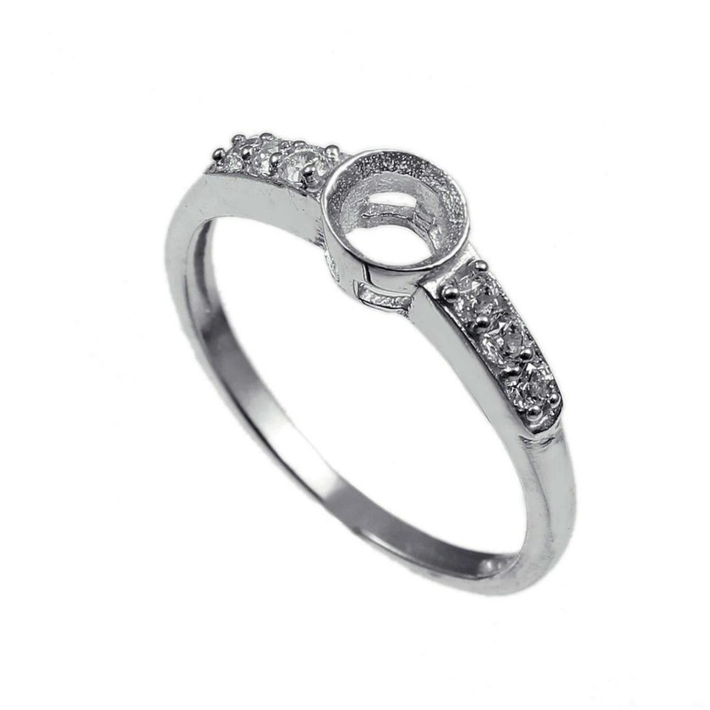 Semi Mount Ring Stone Setting Size 5X5 MM Round Shape 925 Sterling Silver Ring