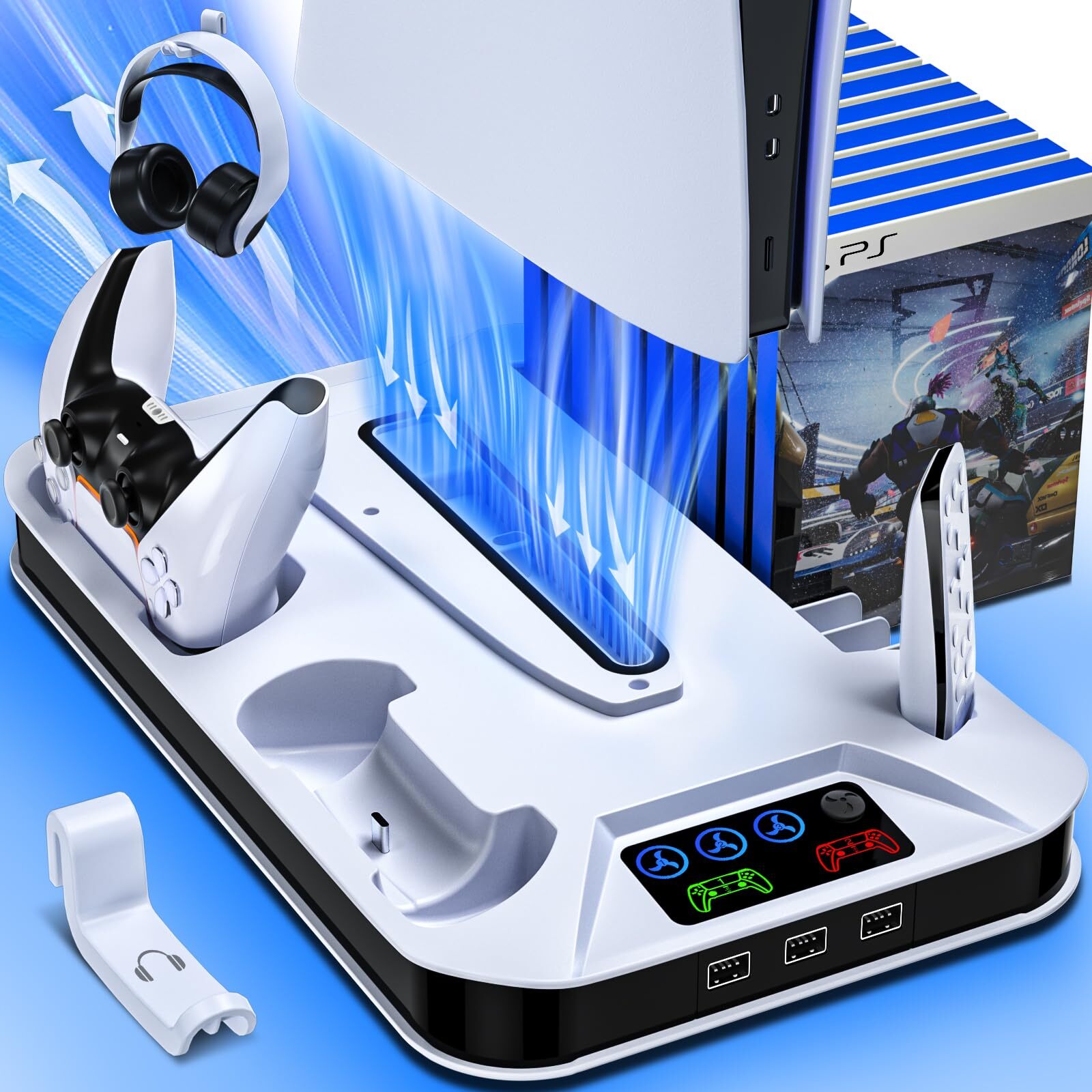 PS5/PS5 Slim Cooling Station with Controller Charging Station for Playstation 5