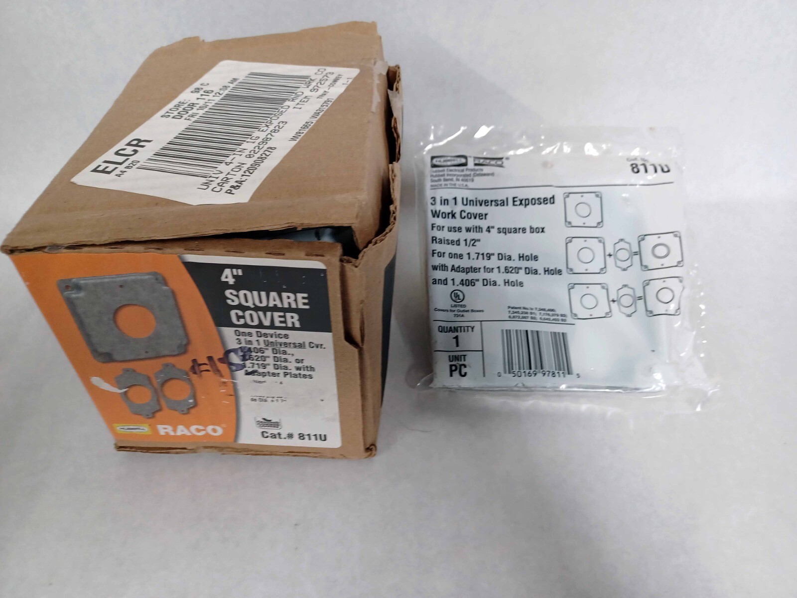 Box of 10 RACO 811U - 1-Gang Round 3 in 1 Electrical Box Cover Raised 1/2" - NEW